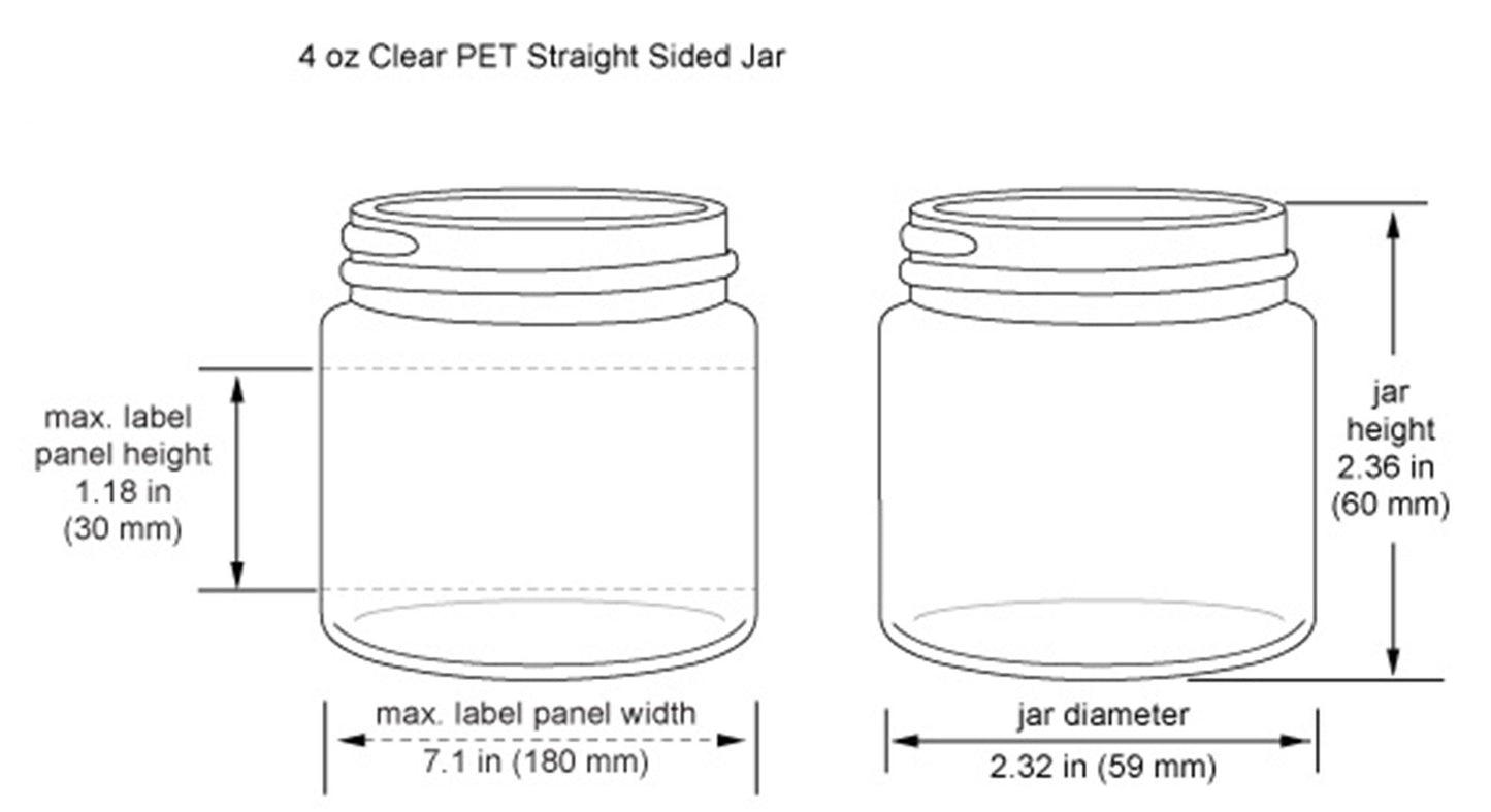 4 oz PET Jar + Lid: Choose Cap Color